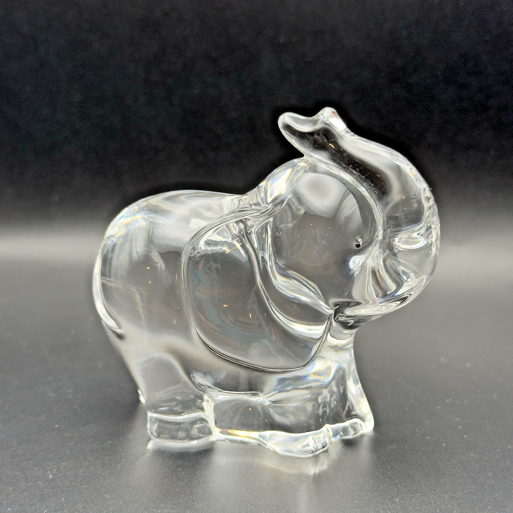 LENOX LEAD CRYSTAL Elephant Paperweight Figurine Trunk Up Good Luck 3.5”